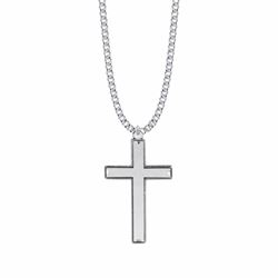 1-5/8 Inch Sterling Silver Beaded with Our Father Prayer on Back Cross Necklace
