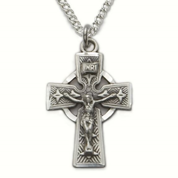 1" Sterling Silver Celtic Crucifix on 18" Chain