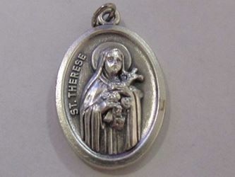 1" St. Theresa Of The Flower Oxidized Medal
