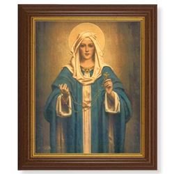 10 1/2" x 12 1/2" Walnut Finish Beveled Frame with 8" x 10" Hook: Our Lady of the Rosary Textured Art