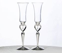 10.5" Toasting Glasses With Dangling Jewel