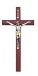10" Cherry Crucifix W/Silver Corpus