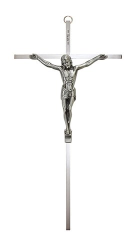 10" Nickel Plated Wall Crucifix