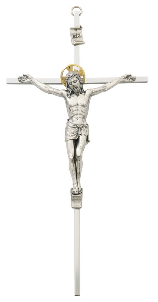 10" Silver Crucifix W/ Silver Corpus