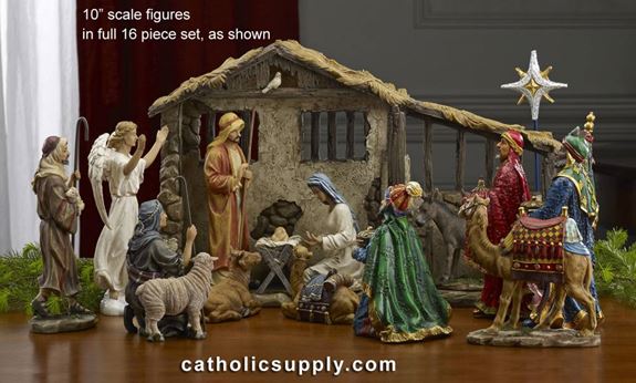 10 inch Full 16pc First Christmas Gifts Nativity Set