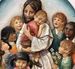 100/61 24" Jesus W/Children Plaque 3/4 Relief Traditional Colors - 51406