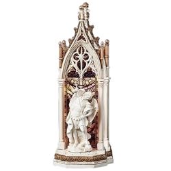 11.75" Lighted St. Michael in Arch with Stain Glass Window Statue