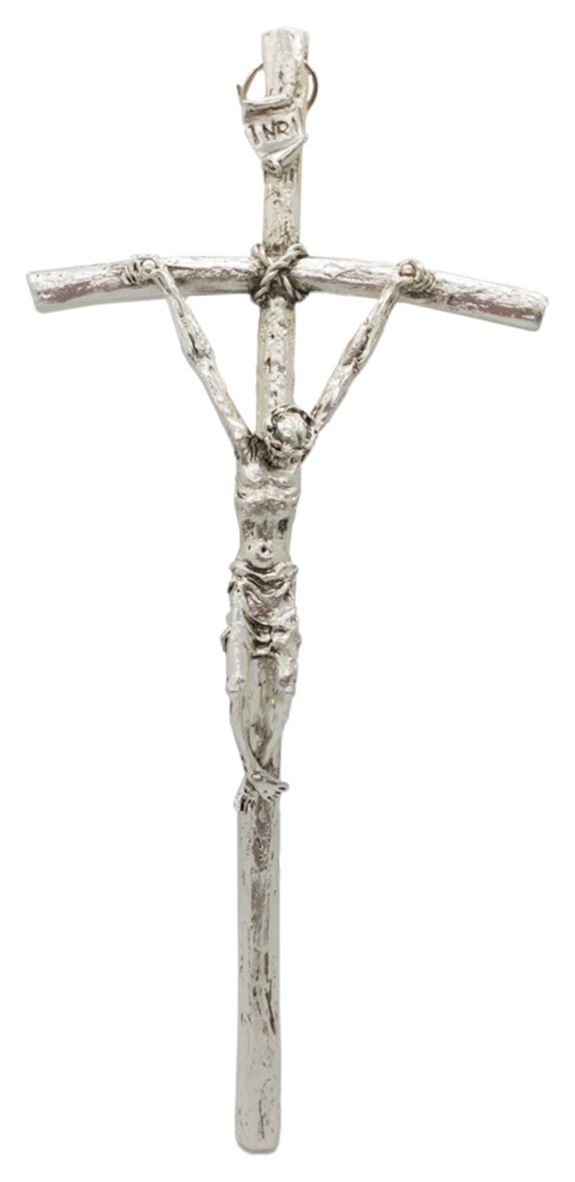 11" Pewter Papal Wall Crucifix