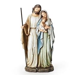 12" Holy Family Figure, Mary Holding Baby, Soft Grayed Colors
