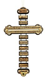 12" Olive Wood Our Father Wall Cross with Dirt from Bethlehem