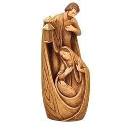 12" Wood Carved Look Holy Family Nativity Figurine