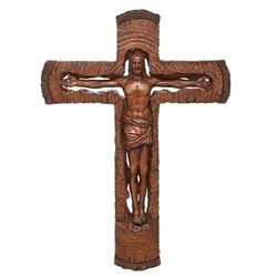 12" Wood Carved Look Wall Crucifix