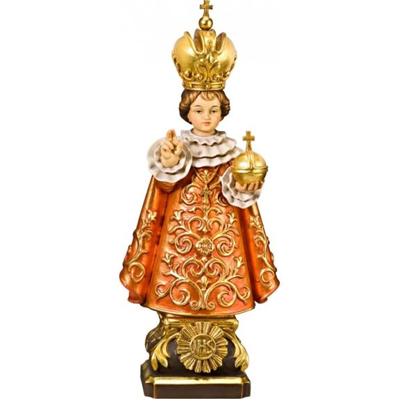 13" Wood Carved Infant Of Prague Statue from Italy