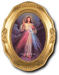 Divine Mercy Small Oval Framed Picture divine mercy picture, divine mercy framed print, divine mercy print, catholic divine mercy image, jesus