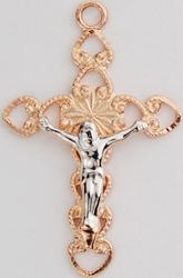 2-Tone Rose Gold Crucifix on 18" Chain