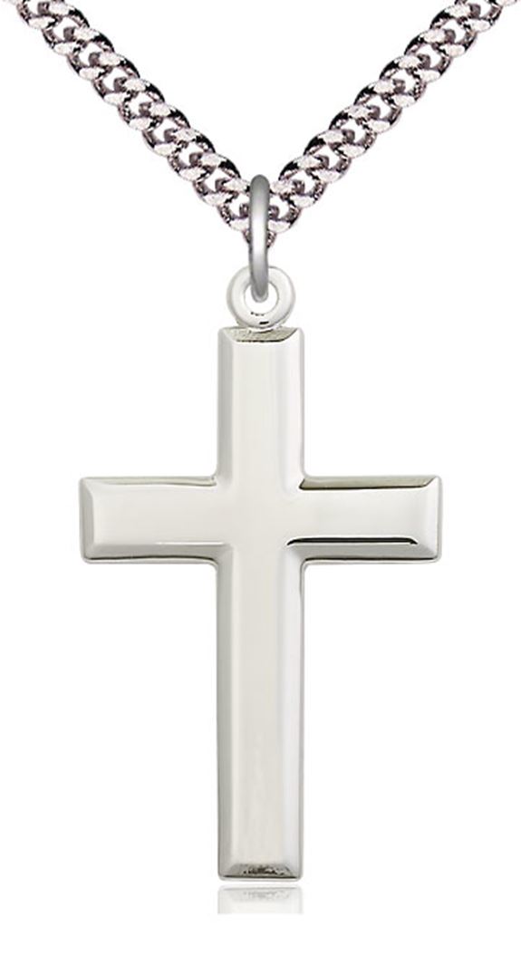 Sterling Silver Polished Cross Necklace 