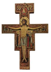 26" San Damiano Cross with Thick Red Edge and Gold Foil