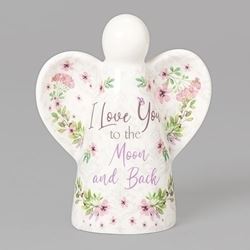 I Love You To the Moon and Back Musical Angel, 3.75" Porcelain Plays Ave Maria