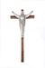 34" Solid Wood Walnut Cross with 18" Metal Risen Corpus in Antique Gold or Pewter Finish. 