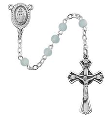 3mm Lt Blue Rosary with Sterling Crucifix