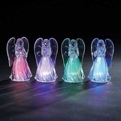 4.25" ASSORTED LED COLORFUL ACRYLIC ANGEL FIGURINES