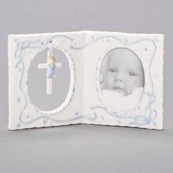 4" Baby Boy Frame with Cross