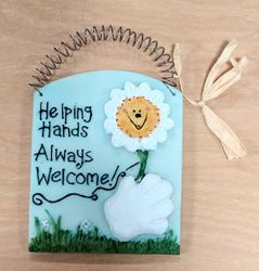 4" Helping Hands Always Welcome Plaque | CATHOLIC CLOSEOUT