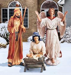 Three Kings 4 Piece Holy Family and Angel Nativity Figure Stakes