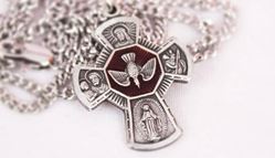 4-Way Pendant with dove and enamel in the center...with a special emphasis on the Holy Spirit.