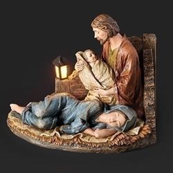 Josephs Studio 5.7"H Lighted Sleeping Mary with Wood Look Finish Let Mum Rest