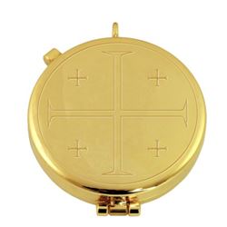 24k gold plated pyx with engraved "Jerusalem Cross" from Italy
