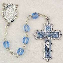 6MM Zircon Lt Blue Rosary