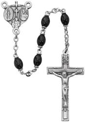 6mm Black Glass Oval Rosary