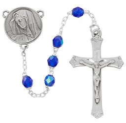 6mm Blue AB Our Lady of Sorrows Rosary