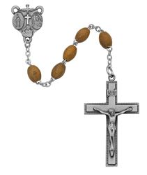 6mm Olive Wood Oval Rosary