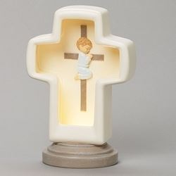 7.75" Cross Nightlight with Praying Boy