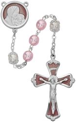 Pink Pearl Rosary 7mm