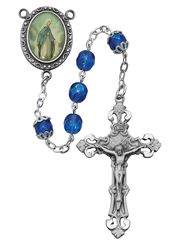 7mm Our Lady of Grace Blue Bead Rosary