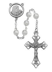 7mm White Glass Rosary