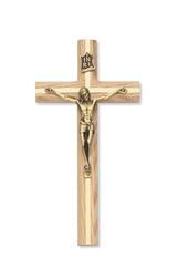 8" Oak Crucifix W/ Gold Inlay
