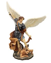 St. Michael statue with the Devil- beautifully hand painted- great detail!!! Gift Boxed.  St. Michel is invoked for protection, especially from lethal enemies. He is also the patron of soldiers, police, paramedics and doctors.