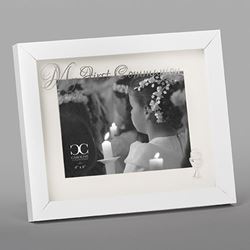 8" White First Communion Frame, holds 5x7 photo