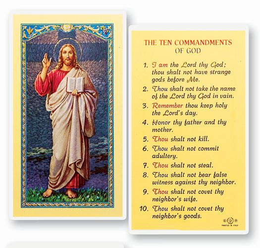 10 Commandments Laminated Holy Card