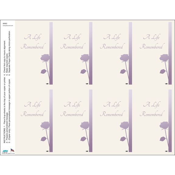 A Life Remembered Print Your Own Prayer Cards - 25 Sheet Pack