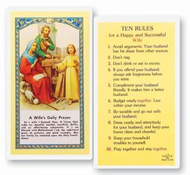 A Wifes Daily Prayer Laminated Holy Card