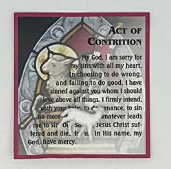 Act of Contrition Prayer Card with Lamb Pocket Token