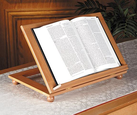 Adjustable Bible Stand, Mahogany with Walnut Finish