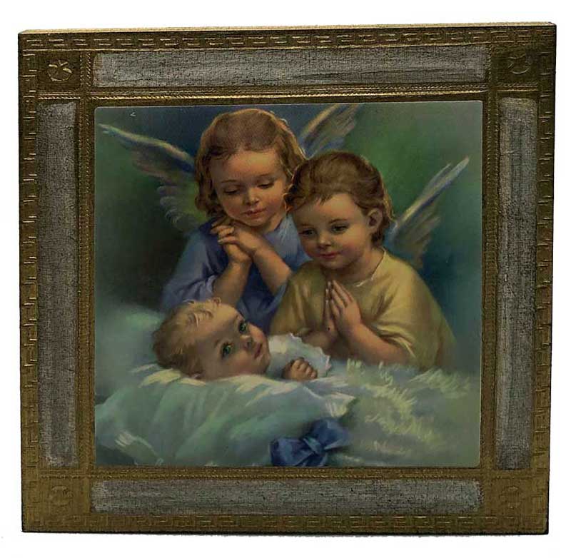 Angels with Baby Gold Leaf Wall Plaque from Italy