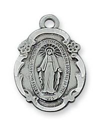 Antique Plated Pewter Miraculous Medal on 18" Chain