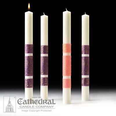 Artisan Wax Advent Candle Set-3 Purple/1 Rose